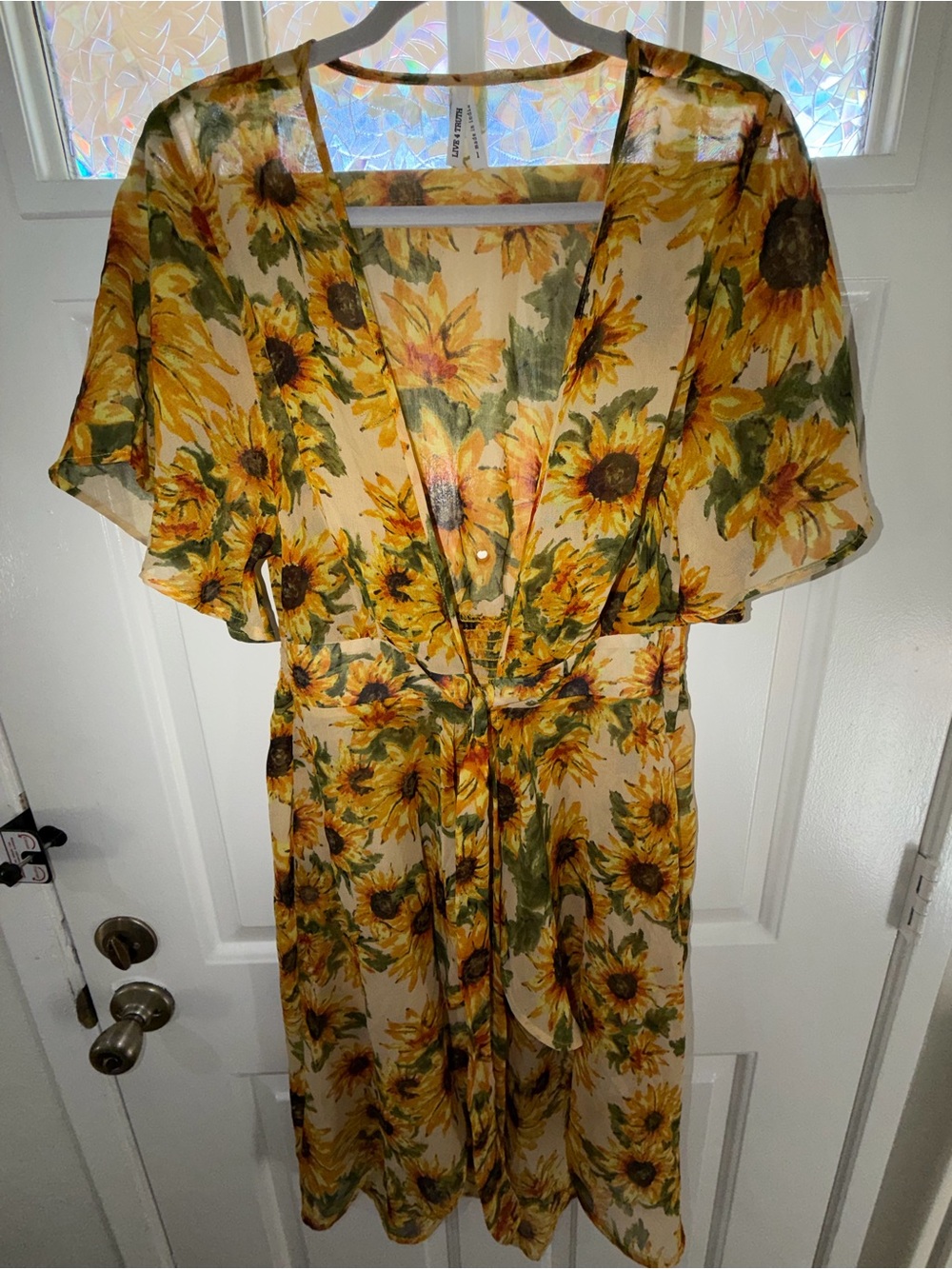 Live 4 Truth Sunflower-Print Midi Dress in Yellow and Cream, cover up dress